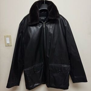 m0851 Vintage Rugby North America Genuine Leather Avaitor Jacket Black Size: S